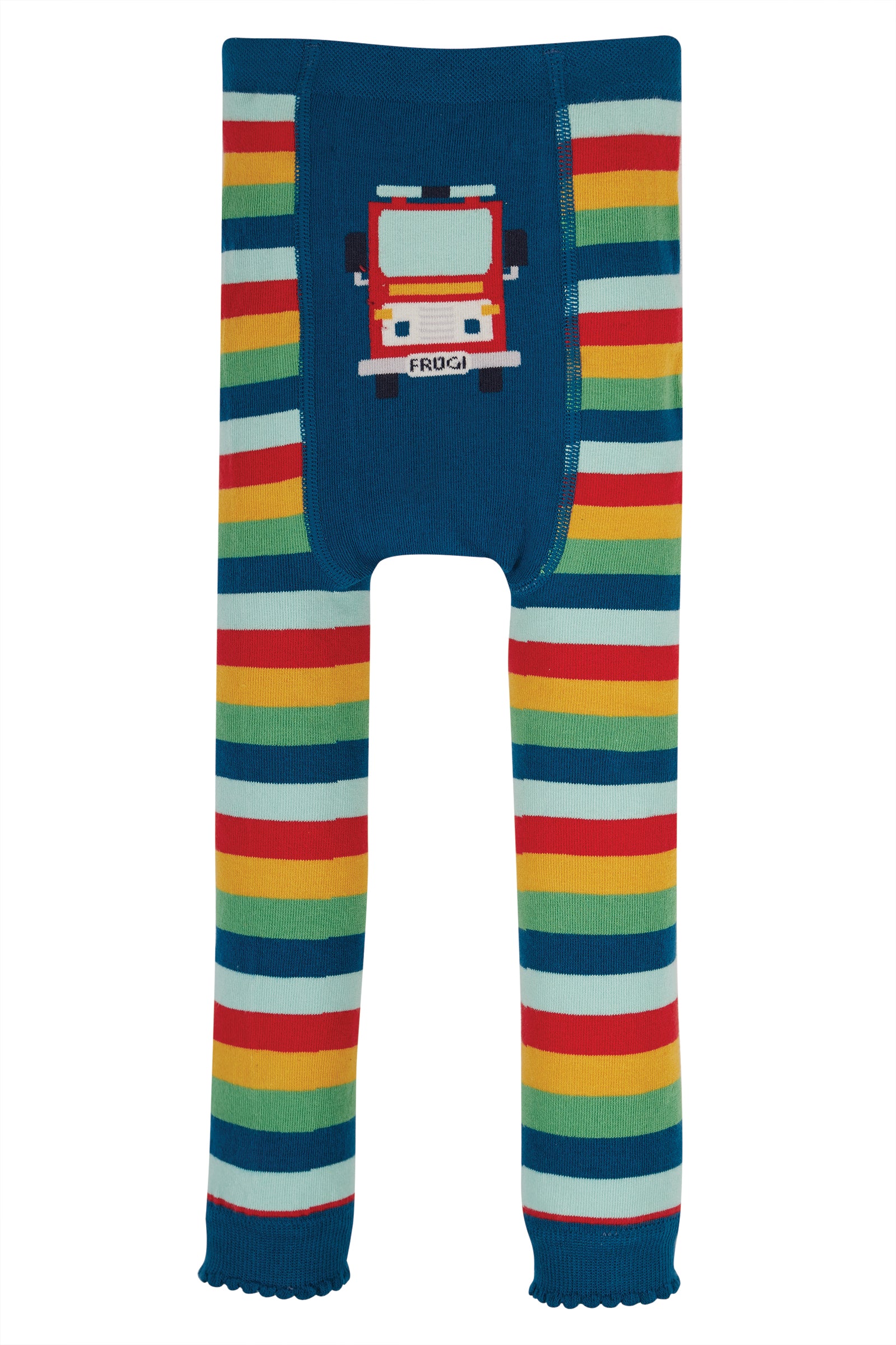 Frugi Little Knitted Leggings - Rainbow/Fire Engine