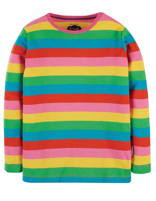 Frugi Favourite T-Shirt Long Sleeve - Foxglove Rainbow Stripe