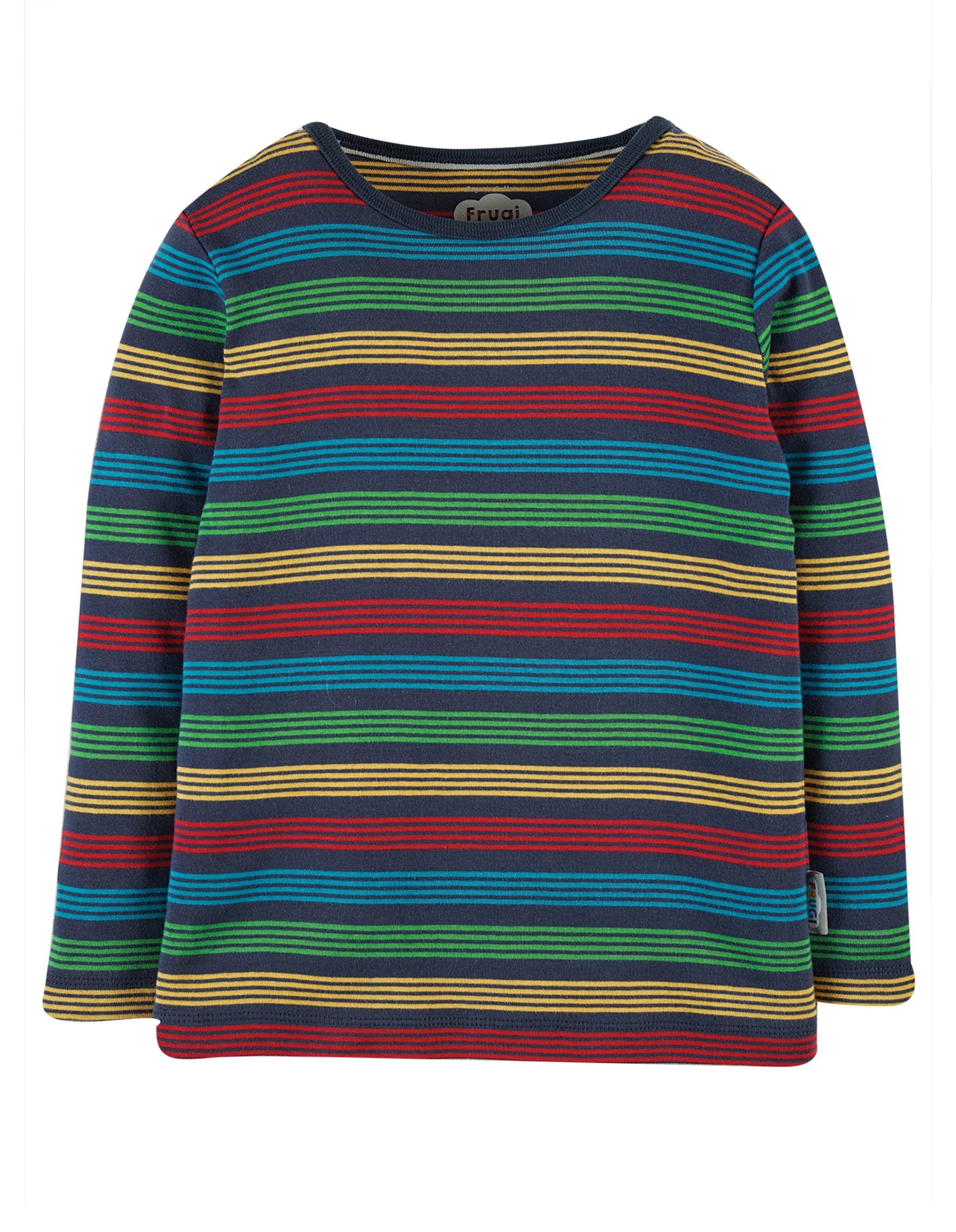 New Release Frugi Favourite Long Sleeve T-Shirt Tobermory Rainbow Stripe - The Thrifty Stork