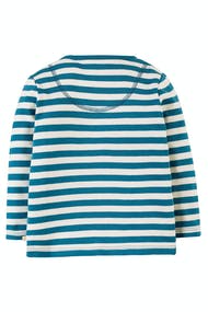 Frugi Ira Interactive Applique Top Long Sleeve - Loch Blue Stripe Castle