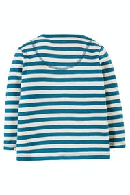 Frugi Ira Interactive Top Long Sleeve - Loch Blue Stripe Castle Applique