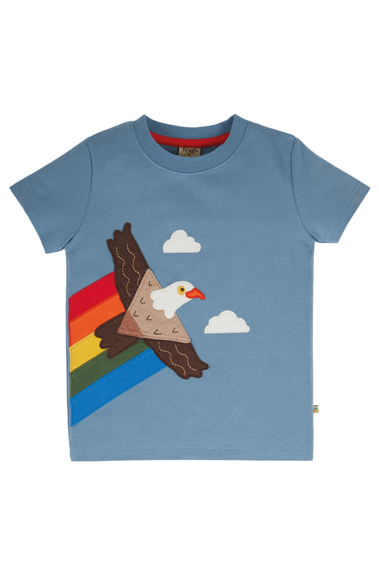 Frugi Carsen Applique T-shirt Short Sleeve - Abisko Sky/Eagle