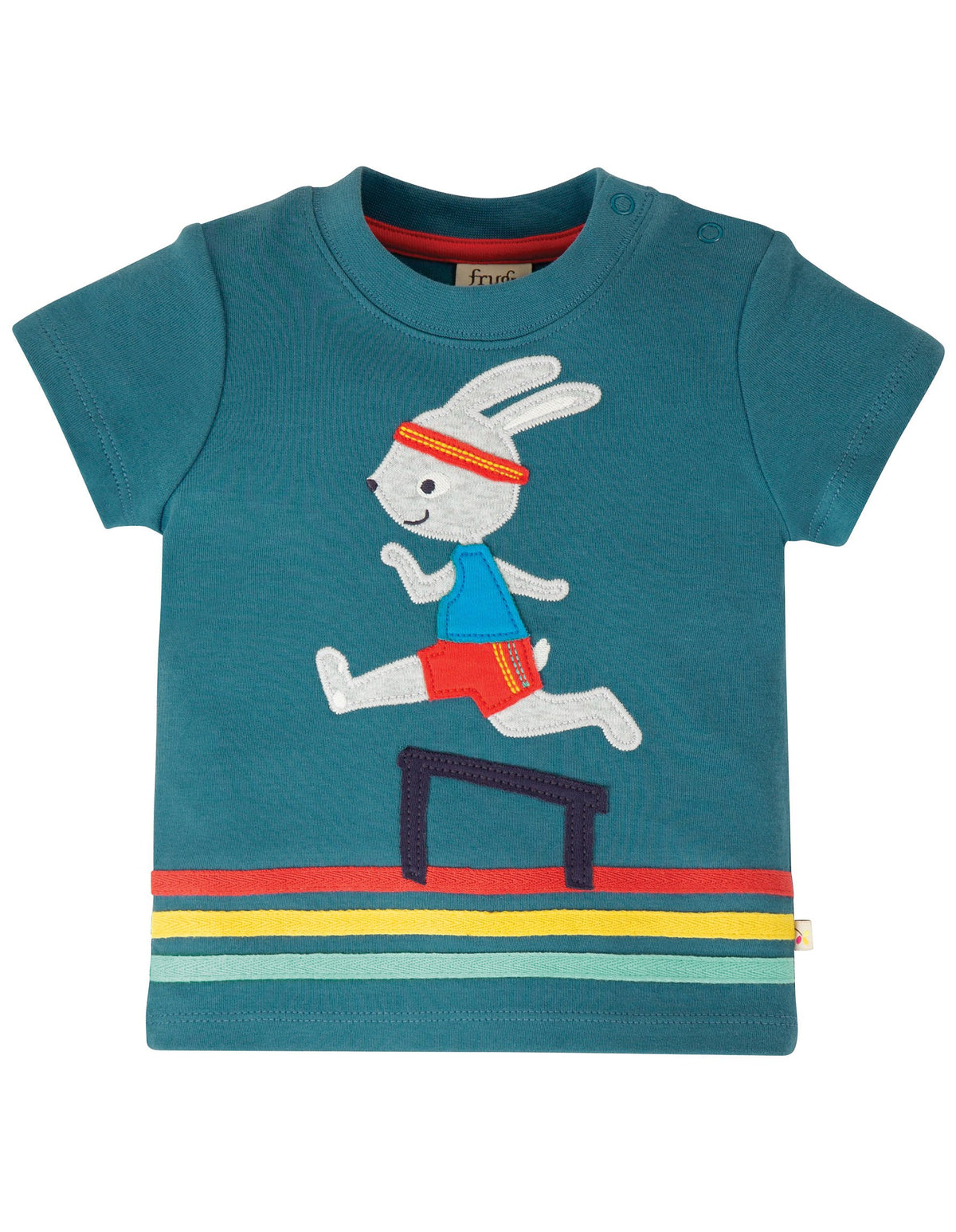 Frugi Little Creature Applique Top Steely Blue/Bunny