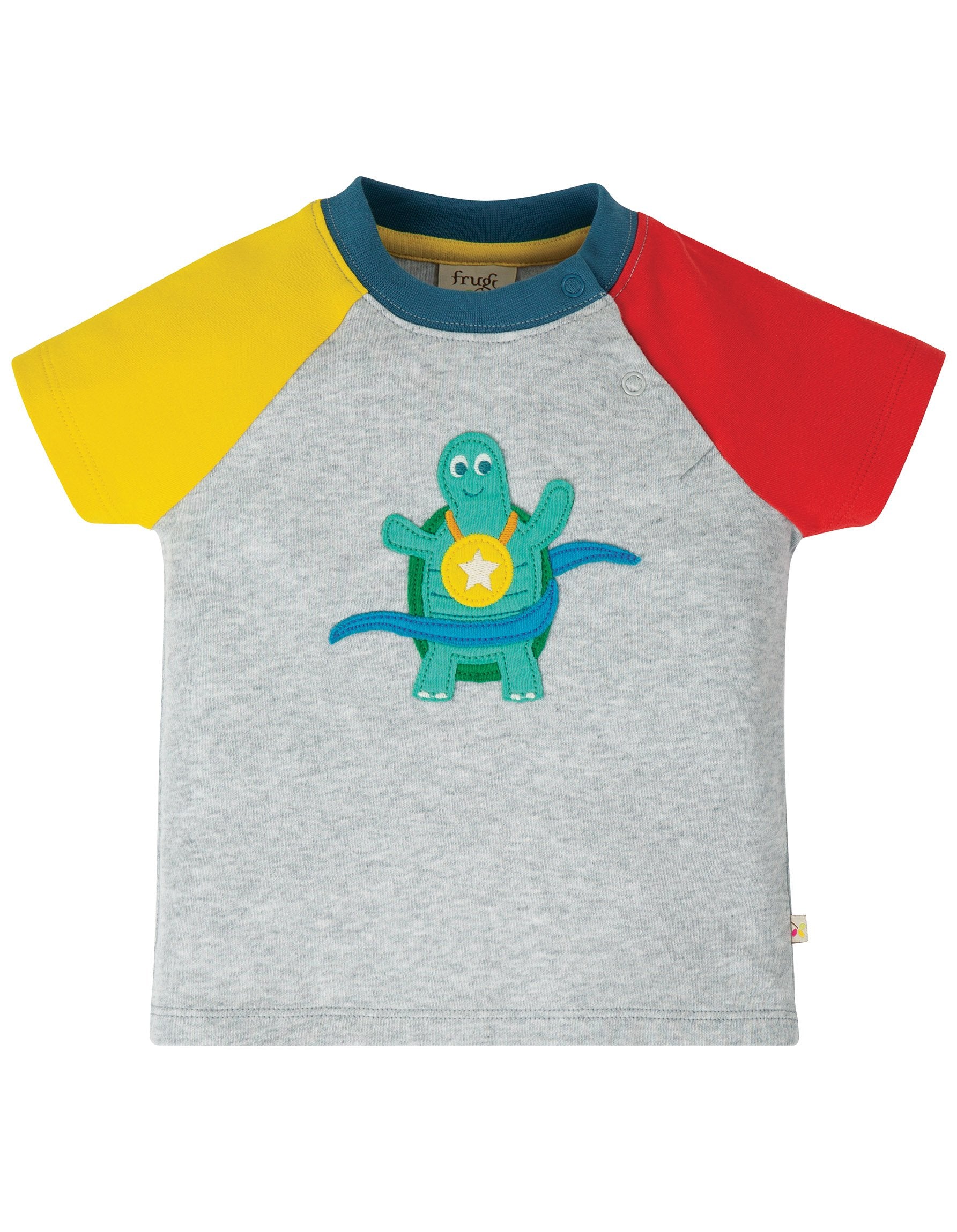 Frugi Renny Raglan Top Grey Marl/Turtle