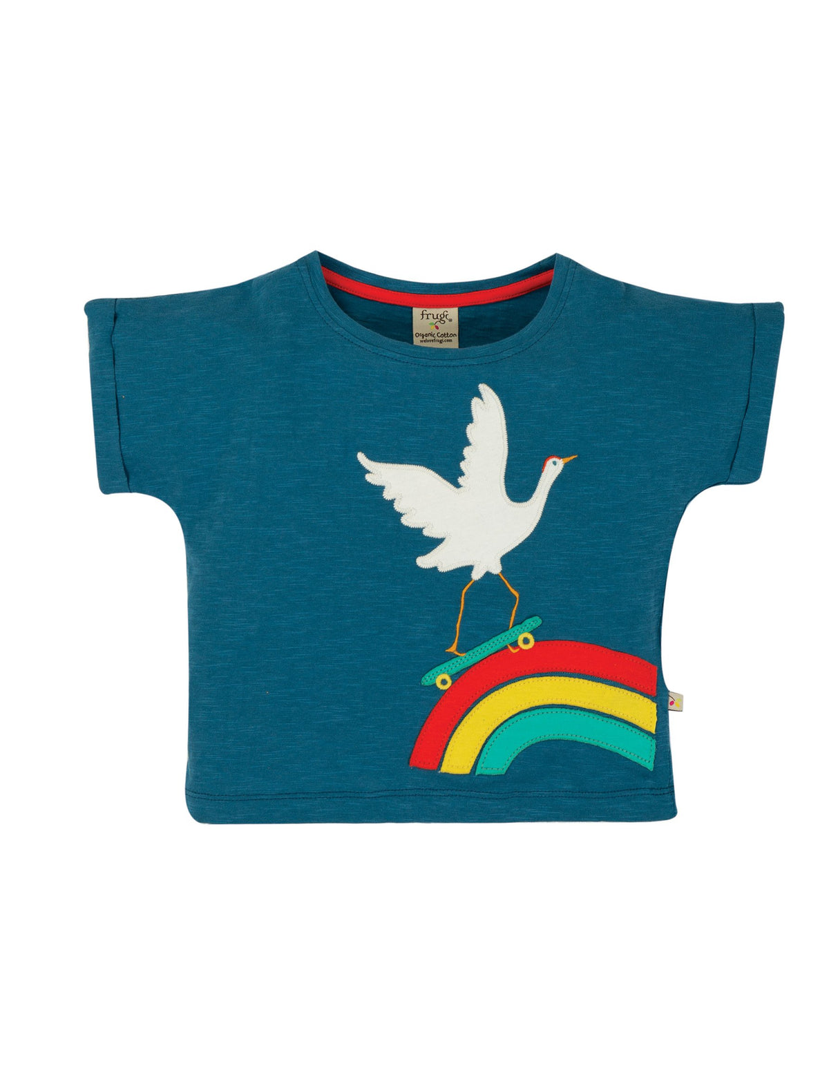 Frugi Sophia Slub T-shirt Steely Blue/Crane