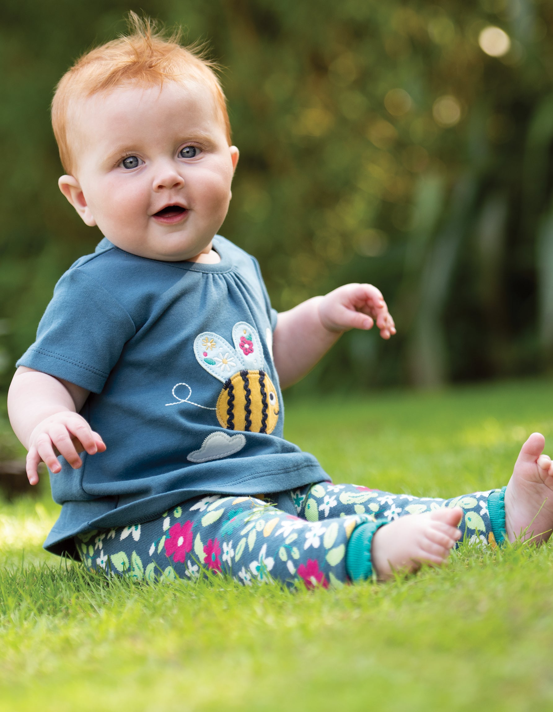 Frugi, Amber Applique Top, India Ink/Bee