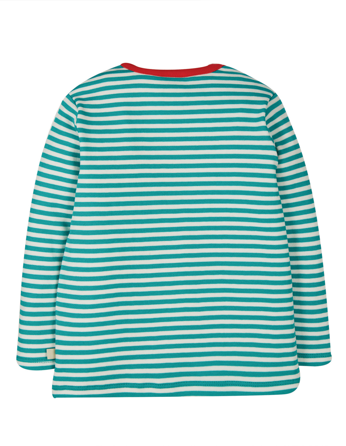 Frugi Bobby Top Long Sleeve - Jewel Fine Stripe/Parakeet Applique