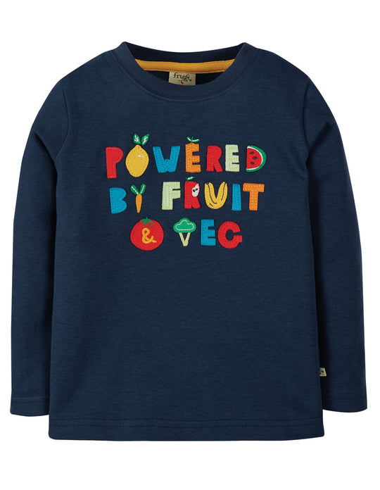 Frugi Chatter Applique Top Long Sleeve - Indigo Fruit