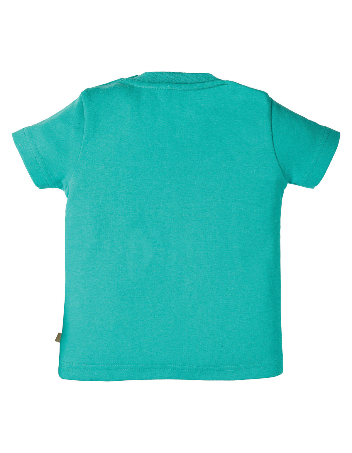 Frugi Little Creature Top Short Sleeve - Pacific Aqua/Elephant Applique