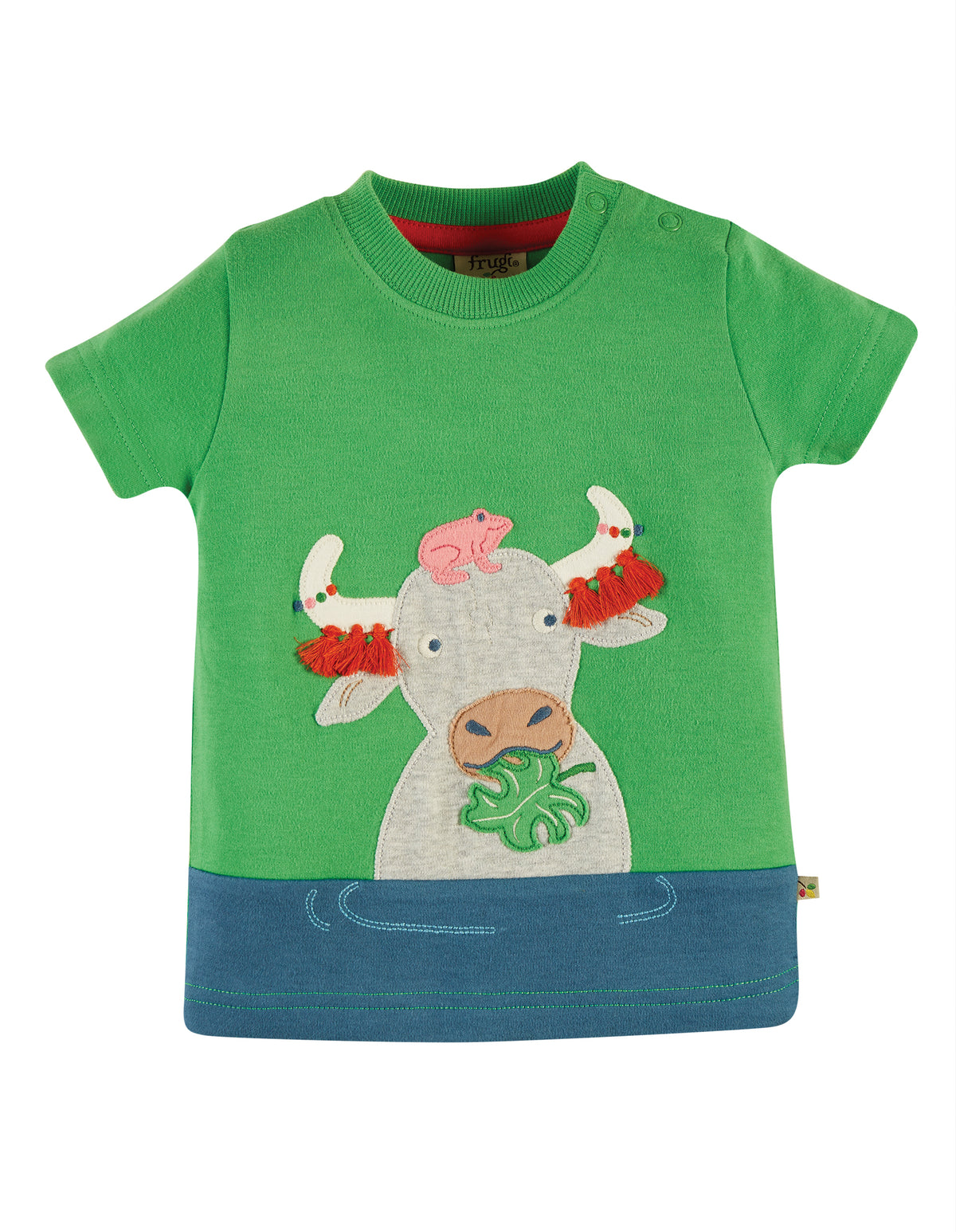 Frugi, Penryn Panel T-shirt, Glen Green/Buffalo