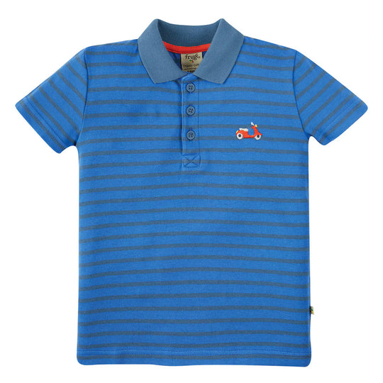 Frugi Porthmeor Polo Shirt Short Sleeve - Colbalt Stripe/Bike