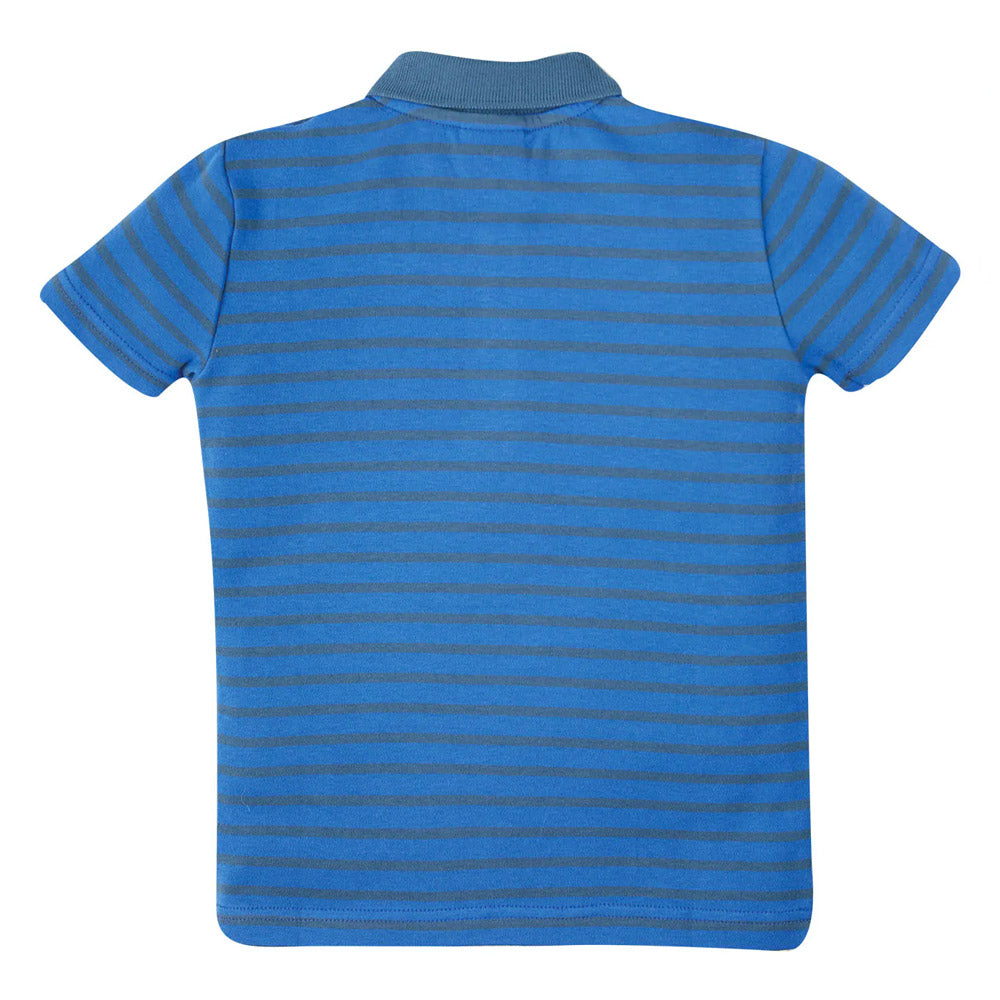Frugi Porthmeor Polo Shirt Short Sleeve - Colbalt Stripe/Bike