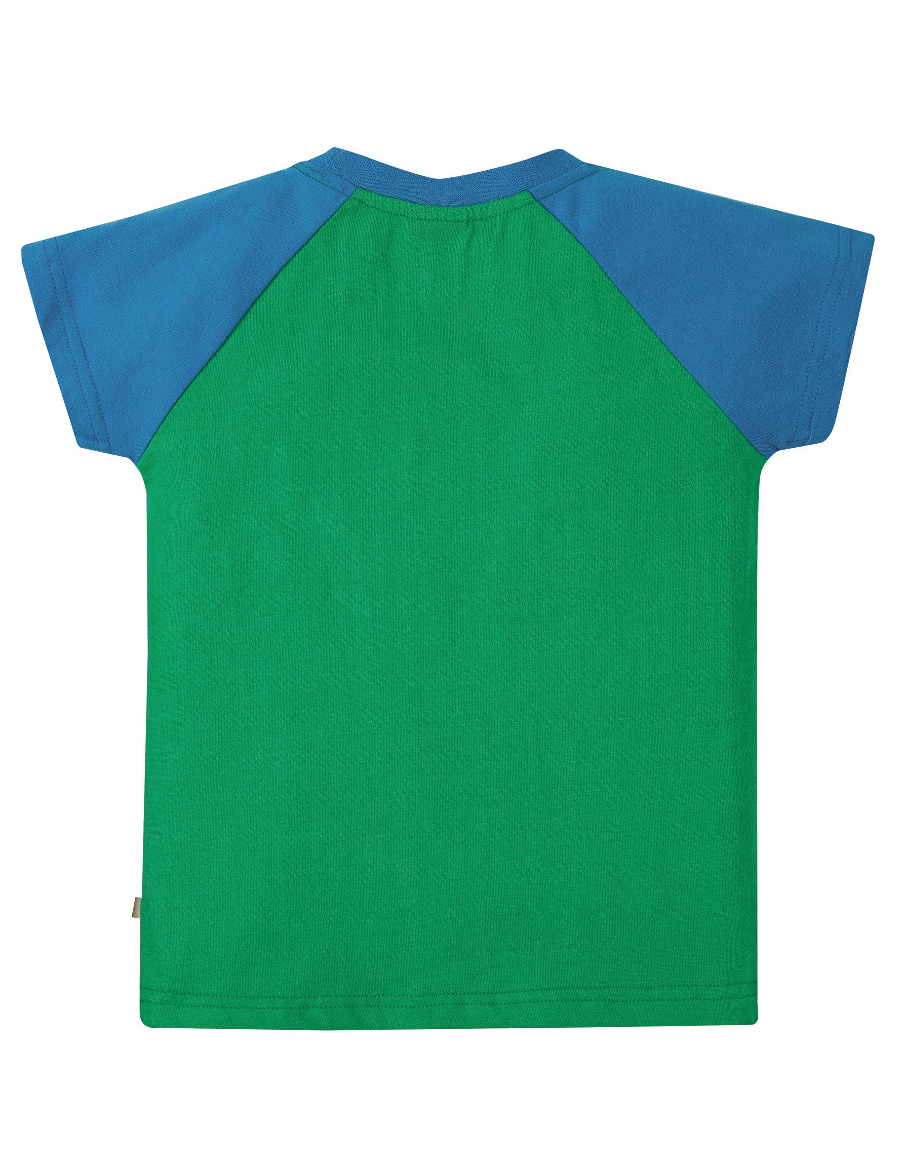 Frugi Rafe Raglan T-shirt Short Sleeve - Glen Green/Parakeet