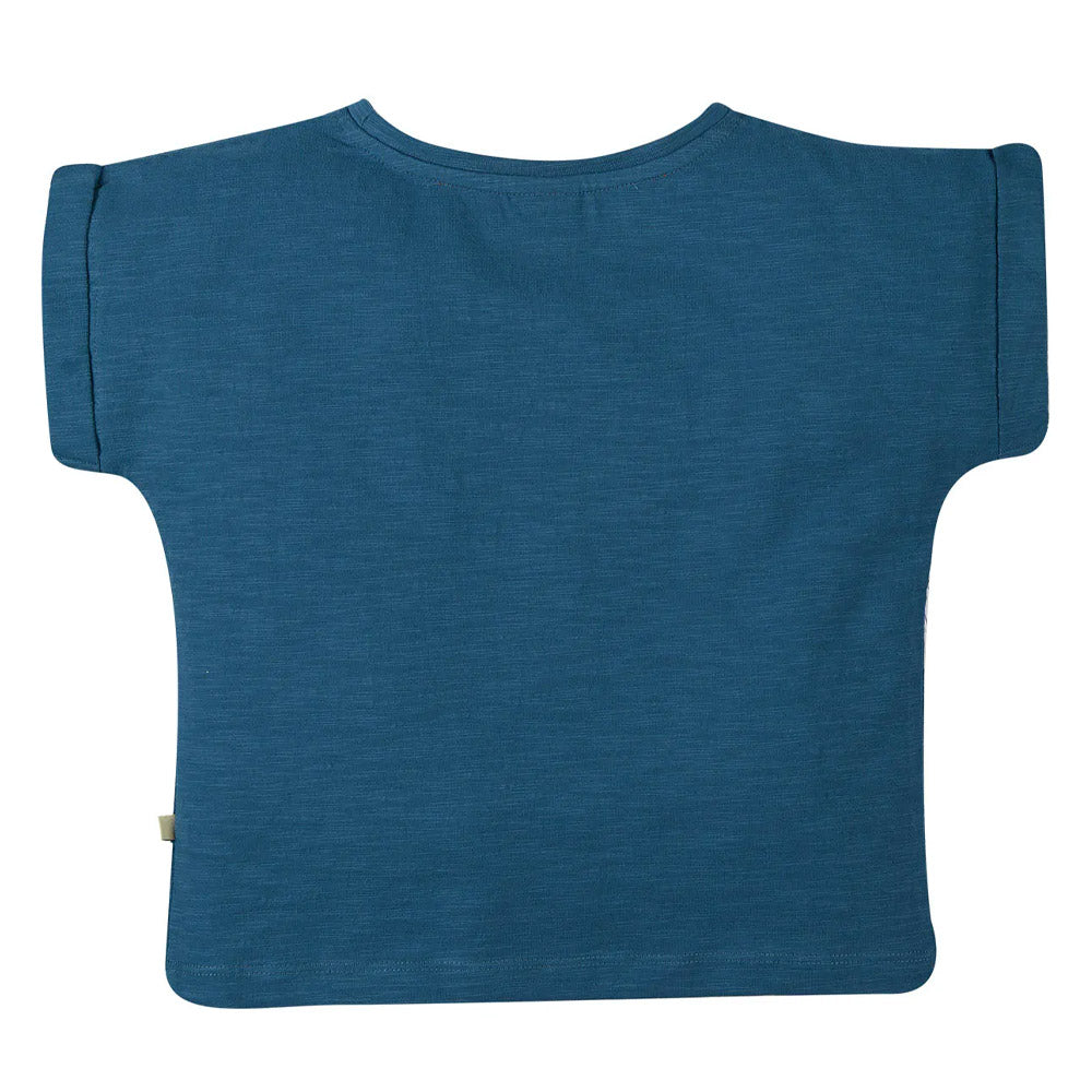 Frugi Sophia Slub T-Shirt Short Sleeve - India Ink/Bee Applique