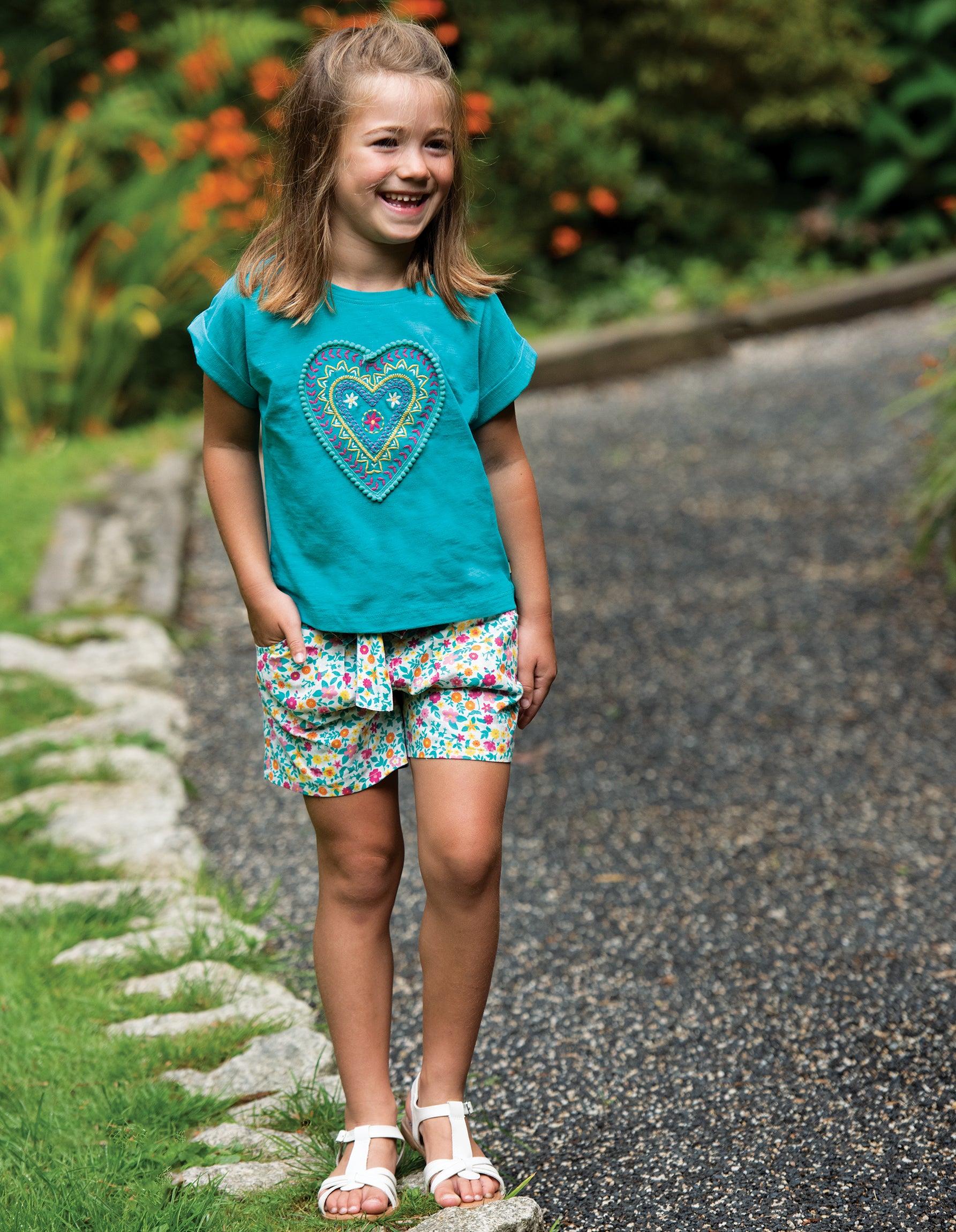 Frugi, Sophia Slub T-shirt, Jewel/Heart