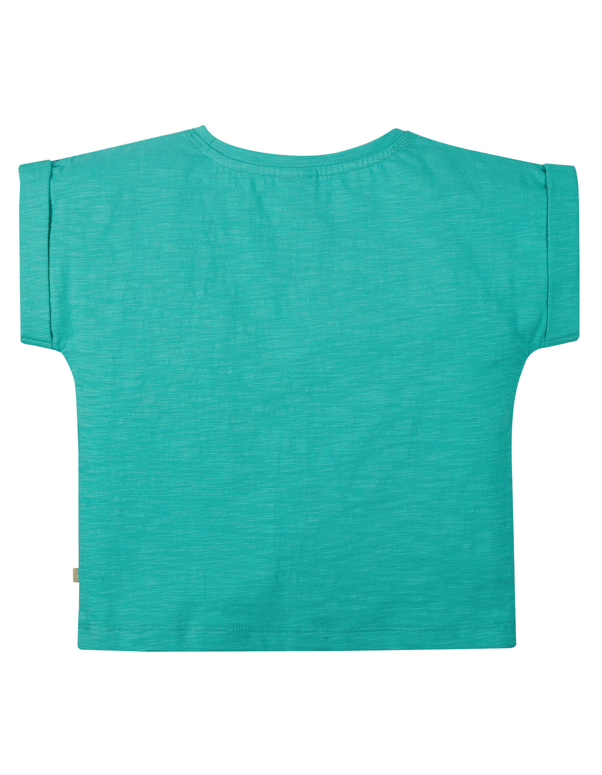 Frugi Sophia Slub T-Shirt Short Sleeve - Pacific Aqua/ Camel Applique