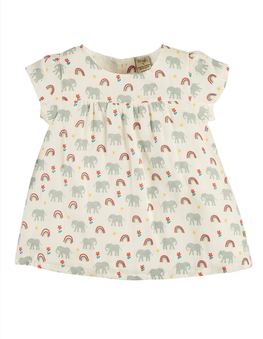 Frugi Meg Muslin Top Short Sleeve - Elephants