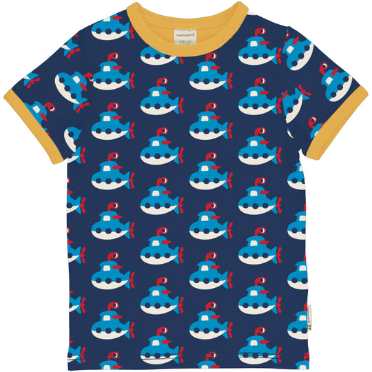 Maxomorra Top Short Sleeve - Submarine