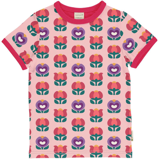 Maxomorra Top Short Sleeve - Picnic Tulip