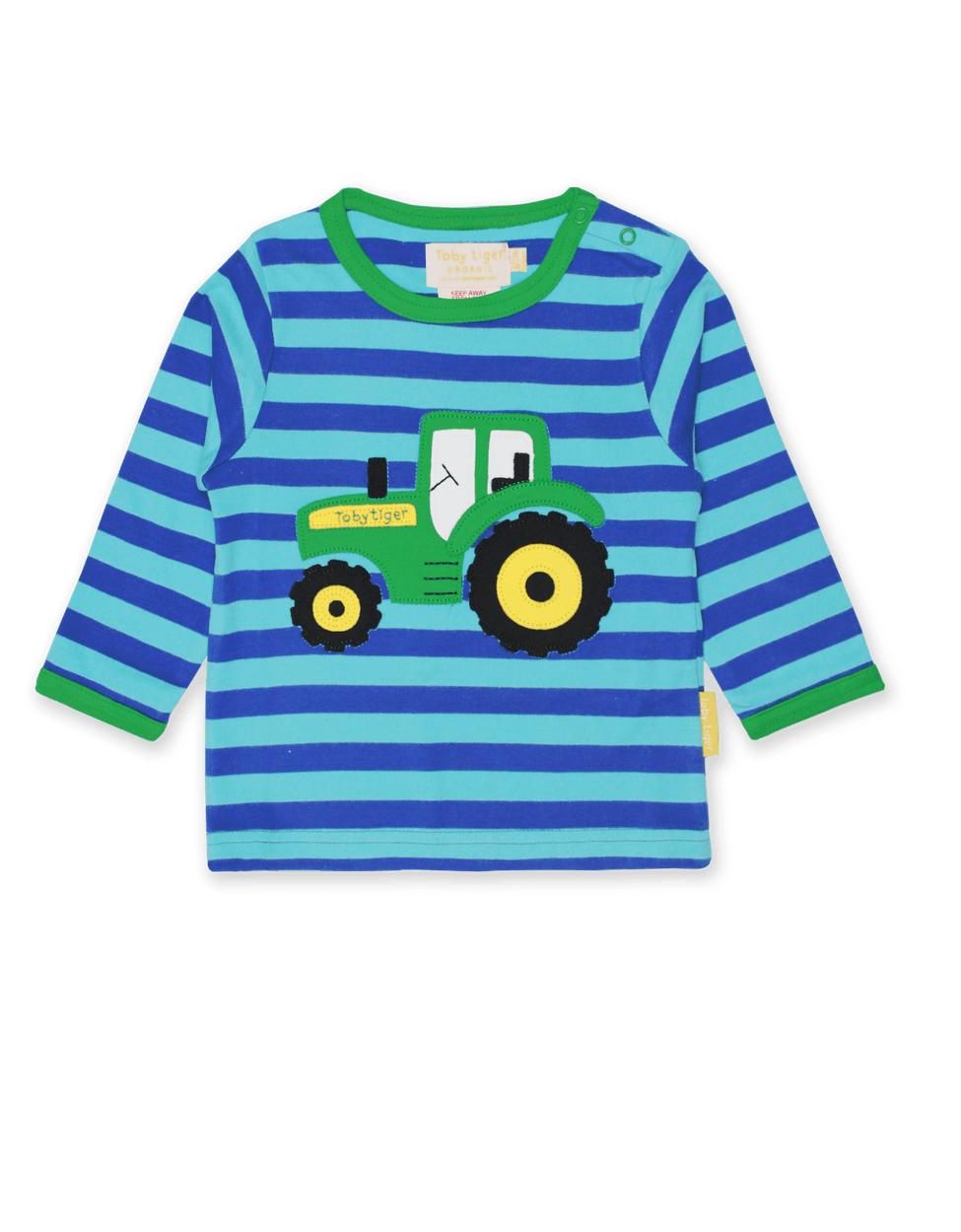 Toby Tiger Organic Tractor Applique T-Shirt Blue - The Thrifty Stork