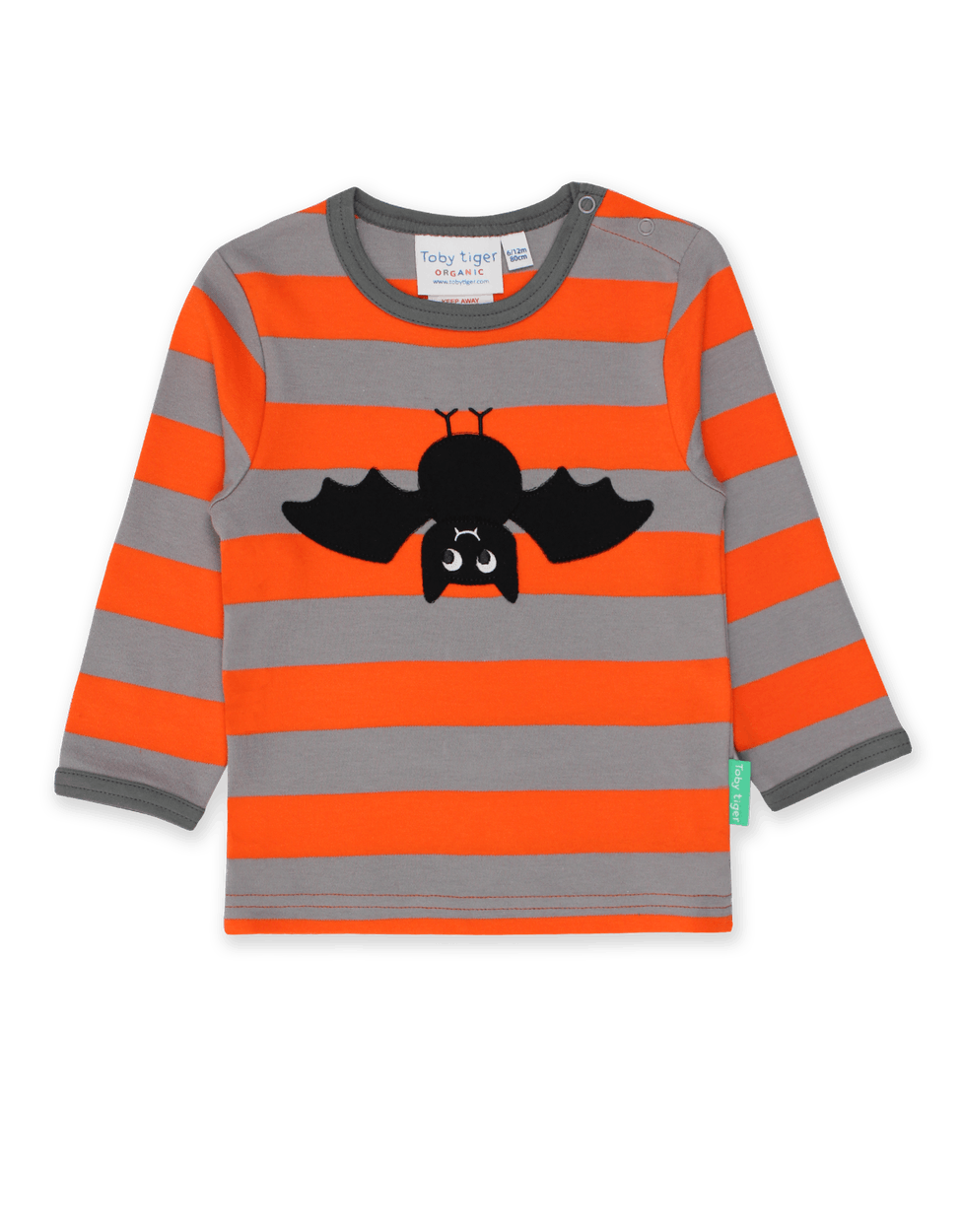 Toby Tiger Organic Bat Applique Long SleeveT-Shirt Orange - The Thrifty Stork