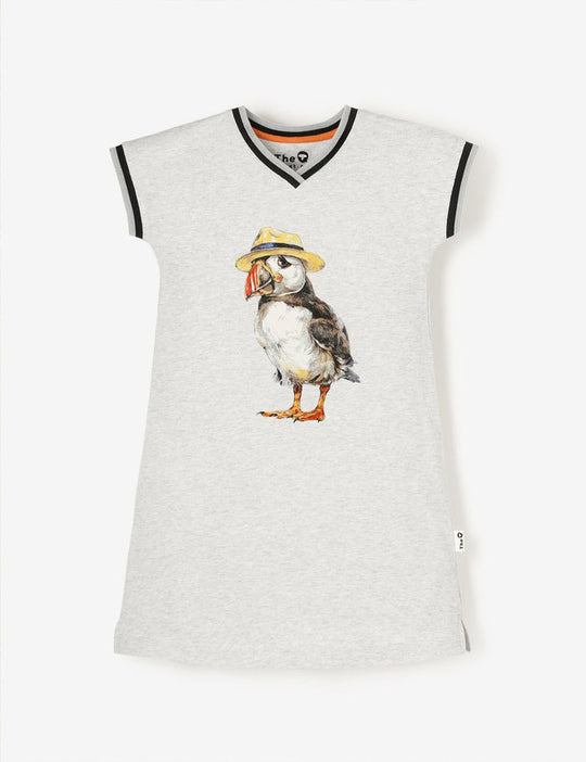 The QT Organic Cap Sleeve Dress - Panama Puffin