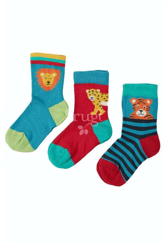 Frugi Little Socks - Big Cat (3 Pack Multipack)