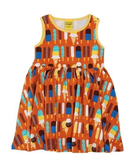 DUNS Sweden Dress With Gathered Skirt Sleeveless - Ice Cream Pumpkin