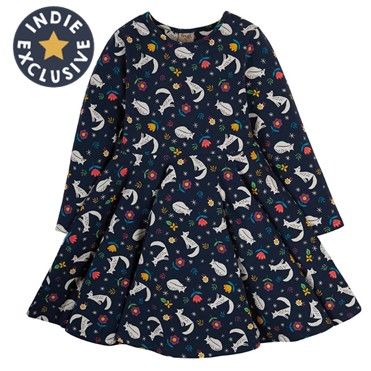 INDIE EXCLUSIVE - Frugi Sofia Skater Dress lLong Sleeve - Meadow Snoozing