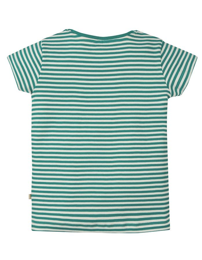 Frugi Camille Applique T-Shirt Short Sleeve - Jewel Fine Stripe/Bike