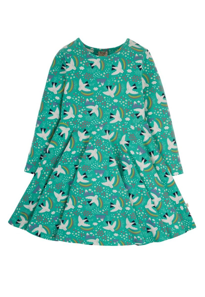 Frugi Sofia Skater Dress Long Sleeve - Ptarmigan