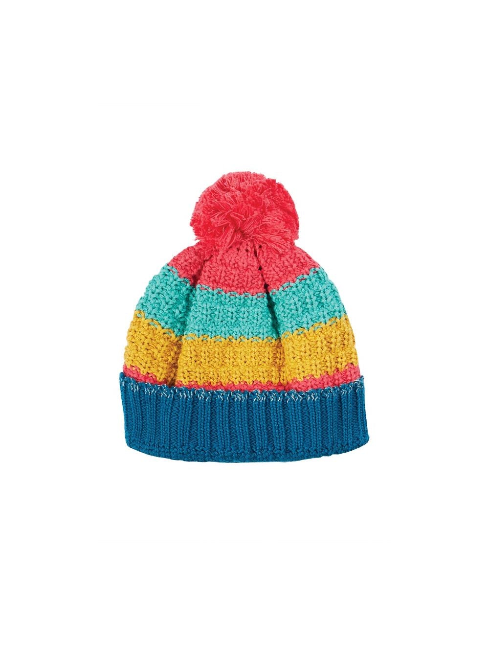 Frugi Abisko Bobble Hat - Rainbow Stripe