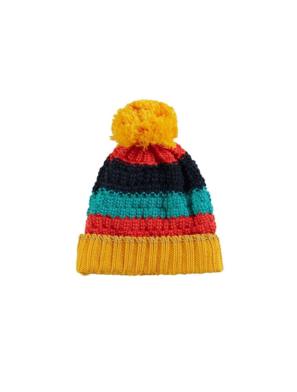 Frugi Abisko Bobble Hat - Grey Marl Rainbow Stripe