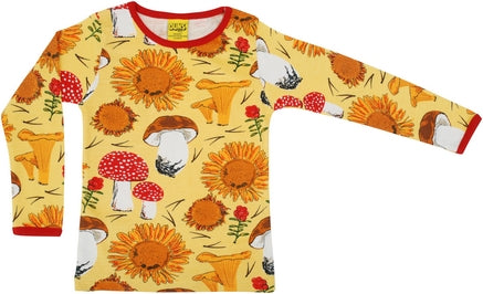 DUNS Sweden Top Long Sleeve - Sunflowers & Mushrooms Sunshine Yellow