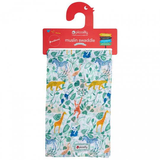 Piccalilly Muslin Swaddle - Animal Adventure