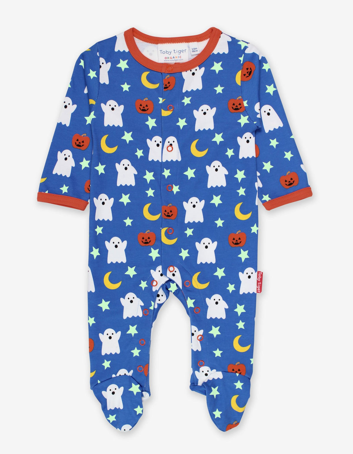 Toby Tiger Organic Babygrow Long Sleeve - Halloween Ghost