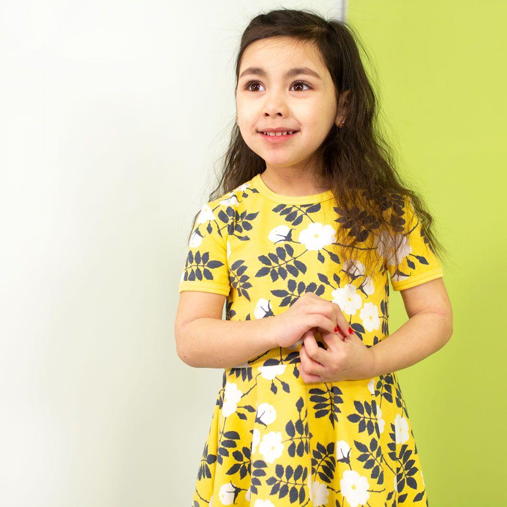 Paapii Sani Skaterdress Midsummer Rose Yellow/Dark Grey - The Thrifty Stork