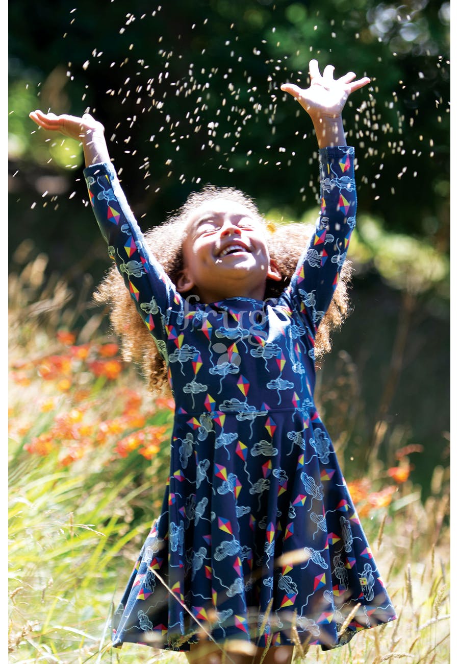 Frugi Sofia Skater Dress Long Sleeve - Patang Festival
