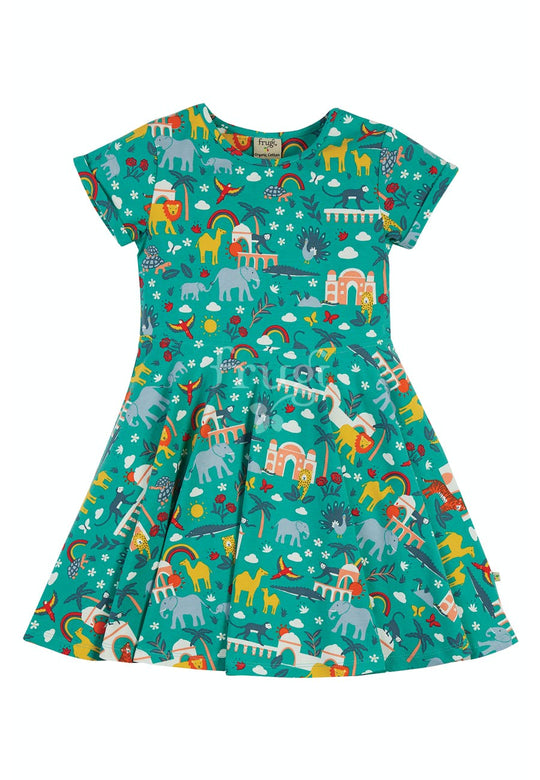Frugi Spring Skater Dress Short Sleeve - Jewel India