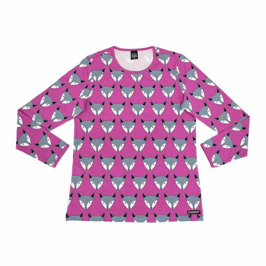Villervalla Fox Print Adult Long Sleeve T-Shirt - Lotus