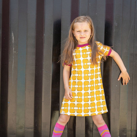 Alba Of Denmark Vida Dress Short Sleeve - Bright Gold Wanna Be An Animal