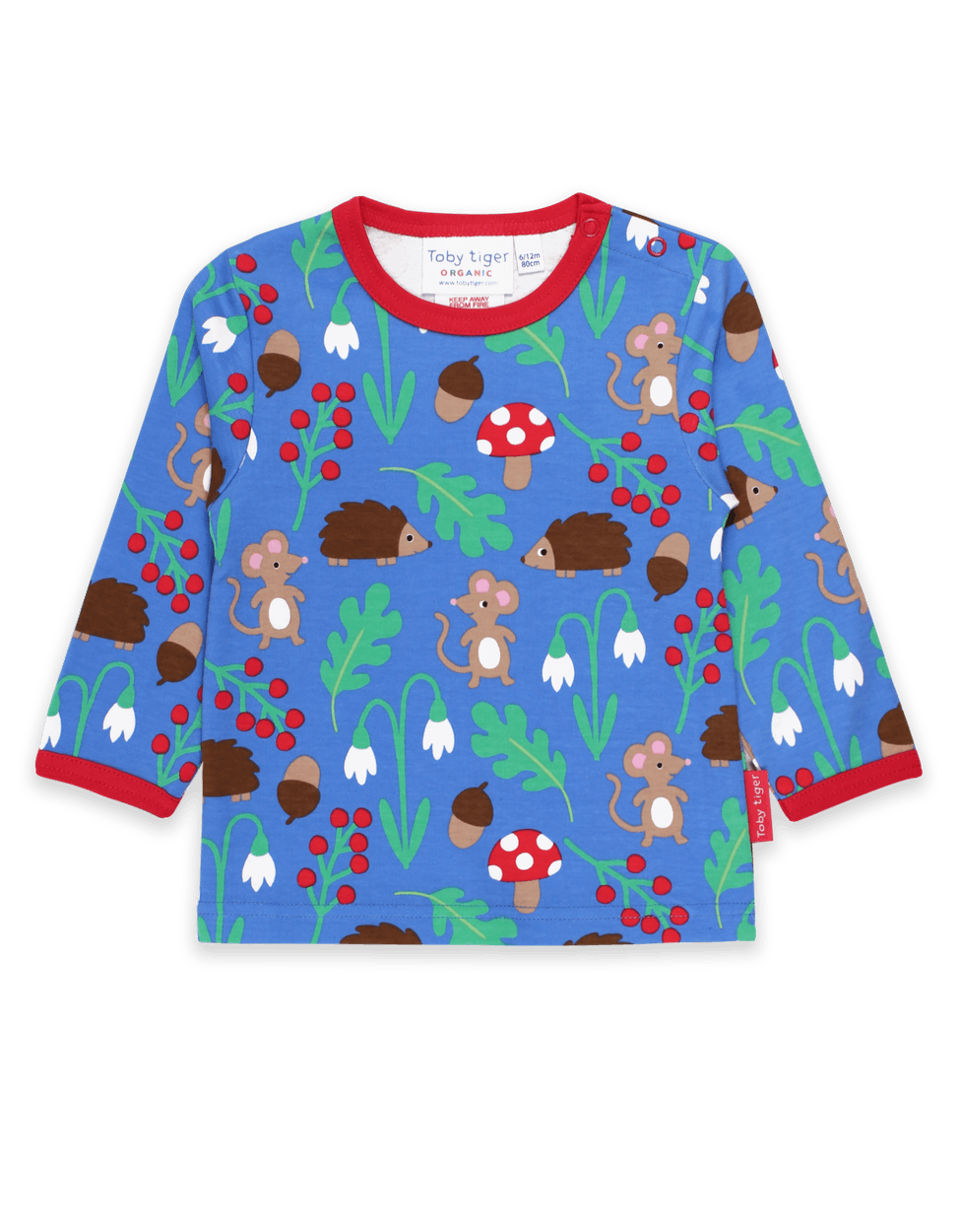 Toby Tiger Organic Woodland Print Long SleeveT-Shirt Blue - The Thrifty Stork