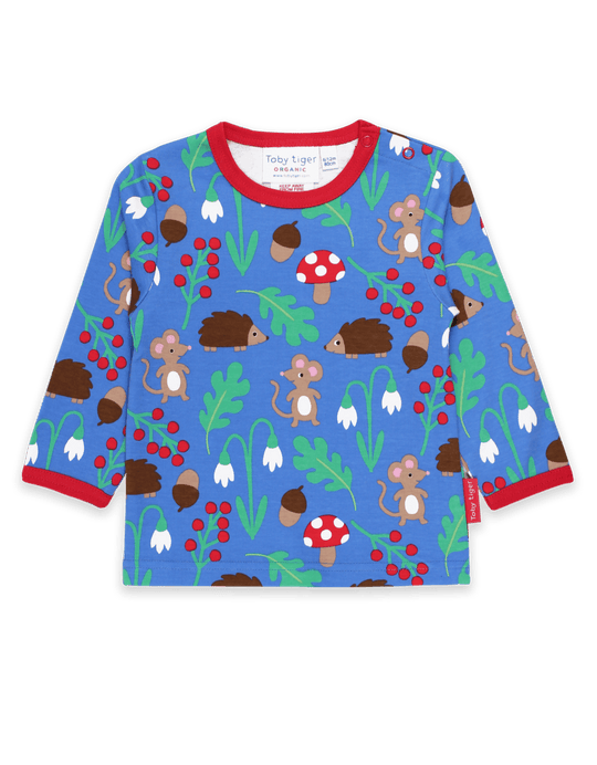 Toby Tiger Organic Long Sleeve T-Shirt - Woodland Blue