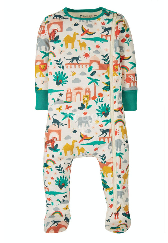 Frugi Zip Up Babygrow Long Sleeve - India
