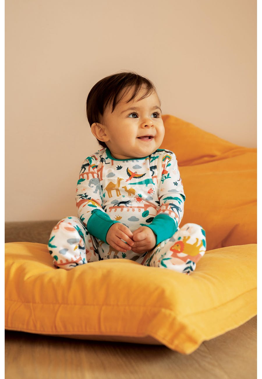 Frugi Zip Up Babygrow Long Sleeve - India